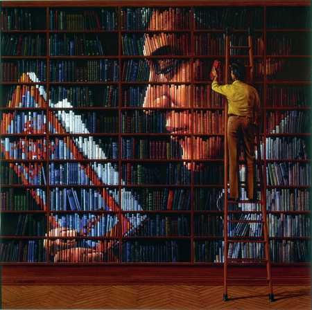 Image Of Man Reading In Library